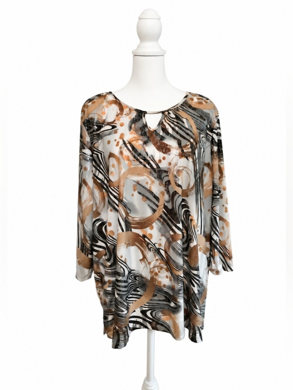 Gray and Brown Relaxed Buttoned Blouse